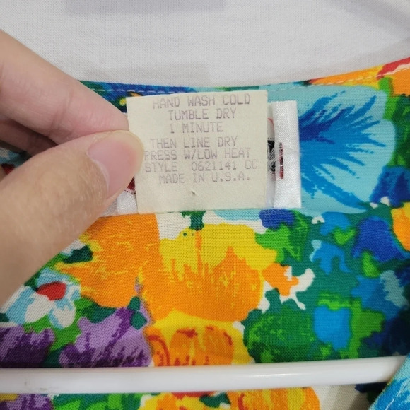 Vintage Floral Made in USA Ultra Soft Rayon Button Midi Dress Large - Picture 5 of 11